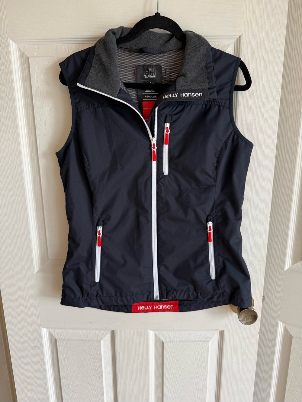 Helly Hansen Navy Vest with Red Accents- White Zippers-Excellent Condition L